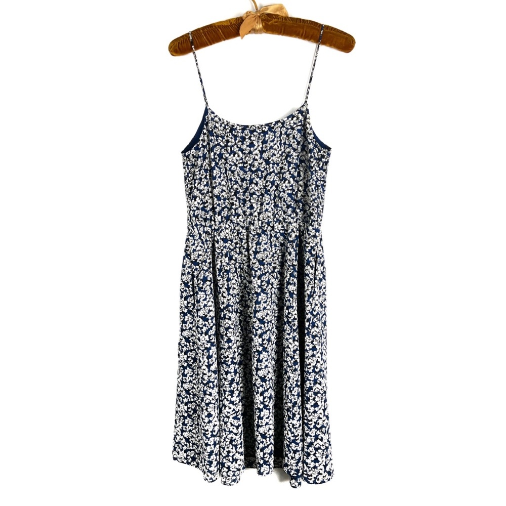 J. Crew Blue Floral Print Spaghetti Strap Mini-Length Casual Dress Sz: 4 - Picture 2 of 11